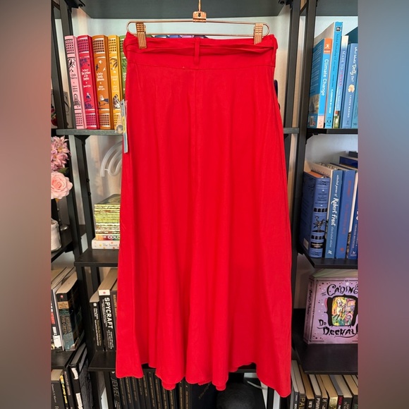 NWT Antonio Melani Red Linen Blend Button-Down Midi Skirt - Picture 8 of 9